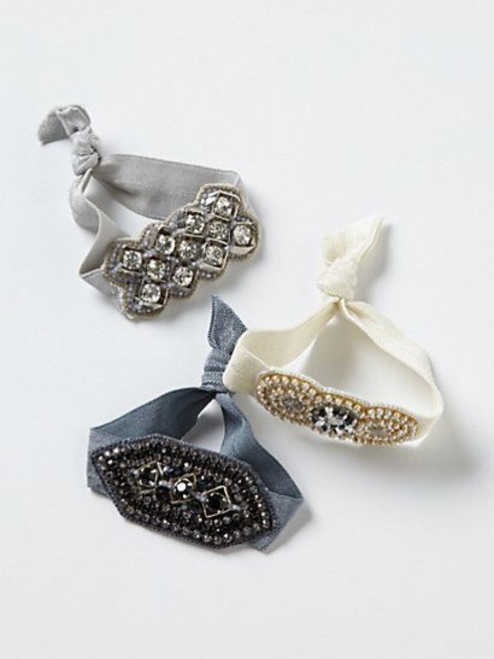 Jeweled Metallic Hair Ties, Set Of 3 - NWT!